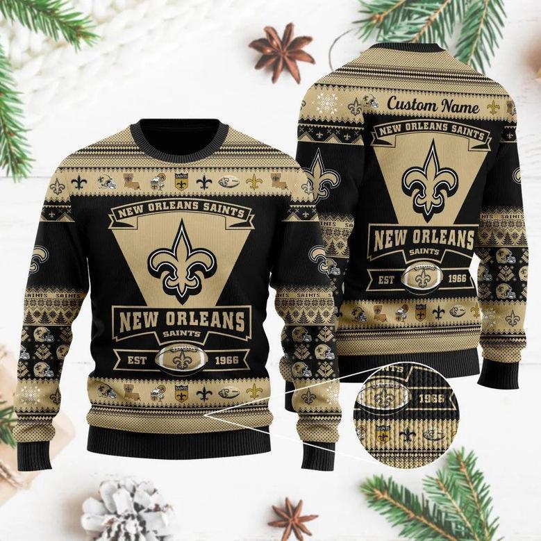 New Orleans Saints Football Team Custom Ugly Christmas Sweater, Jumpers