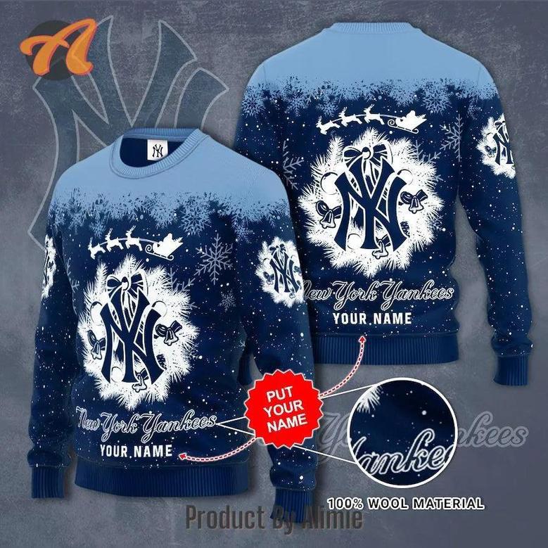 New York Yankees Snow Christmas Custom Ugly Christmas Sweater, Jumpers