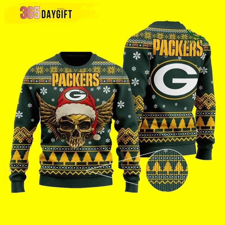 NFL Golden Skull Green Bay Packers Custom Ugly Christmas Sweater, Jumpers