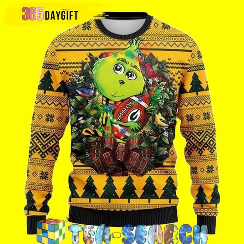 NFL Grinch Hug Green Bay Packers Custom Ugly Christmas Sweater, Jumpers