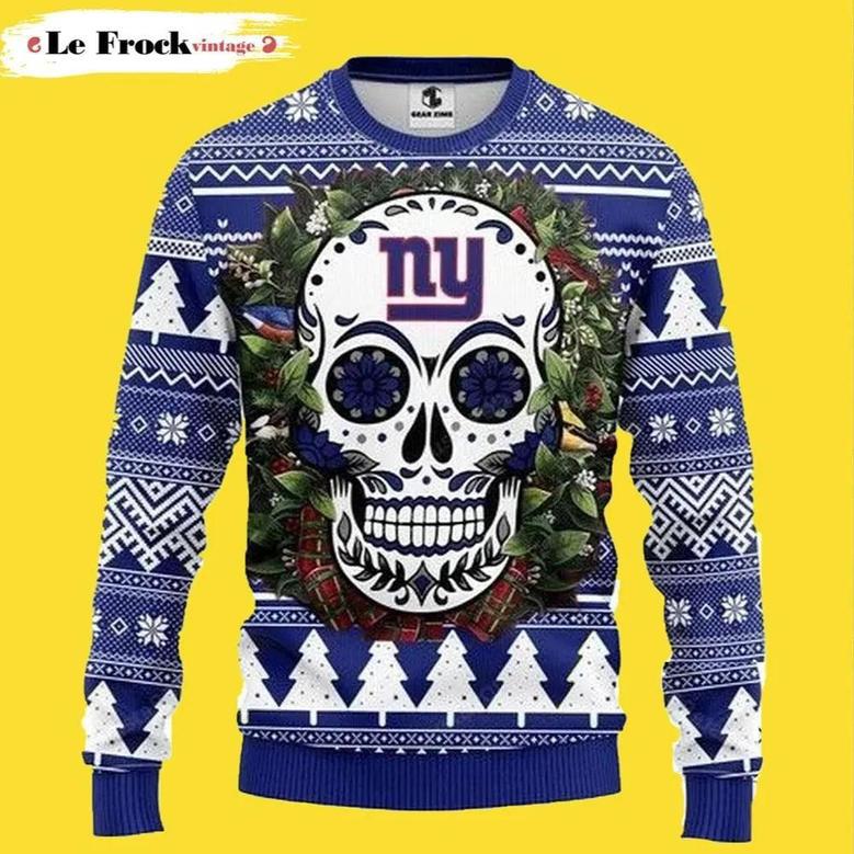 Nfl Skull Flower New York Giants Custom Ugly Christmas Sweater, Jumpers