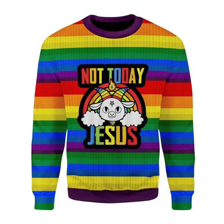 Not Today Jesus Ugly Christmas Sweater