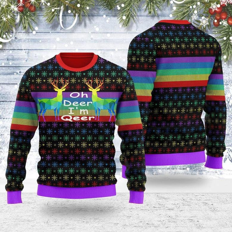 Oh Deer I'm Qeer LGBT Ugly Christmas Sweater