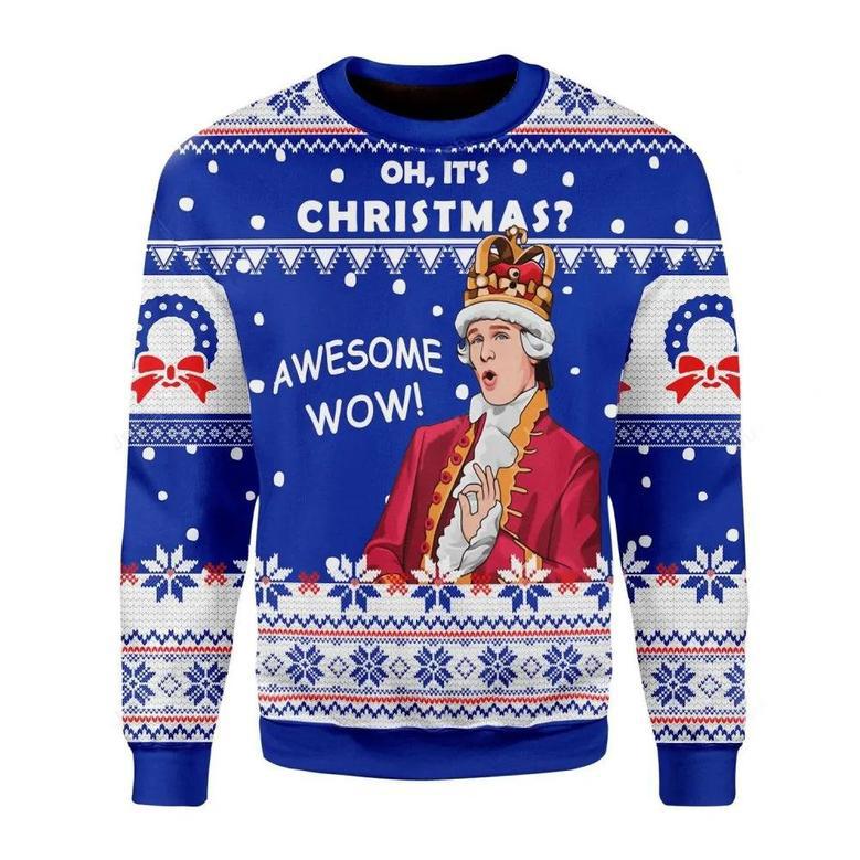 Oh It’S Christmas Awesome Wow Custom Ugly Christmas Sweater, Jumpers