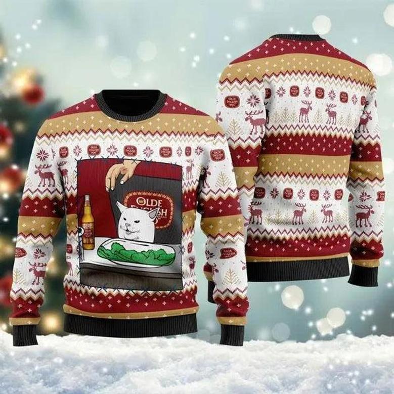 Olde English 800 Cat Meme Custom Ugly Christmas Sweater, Jumpers