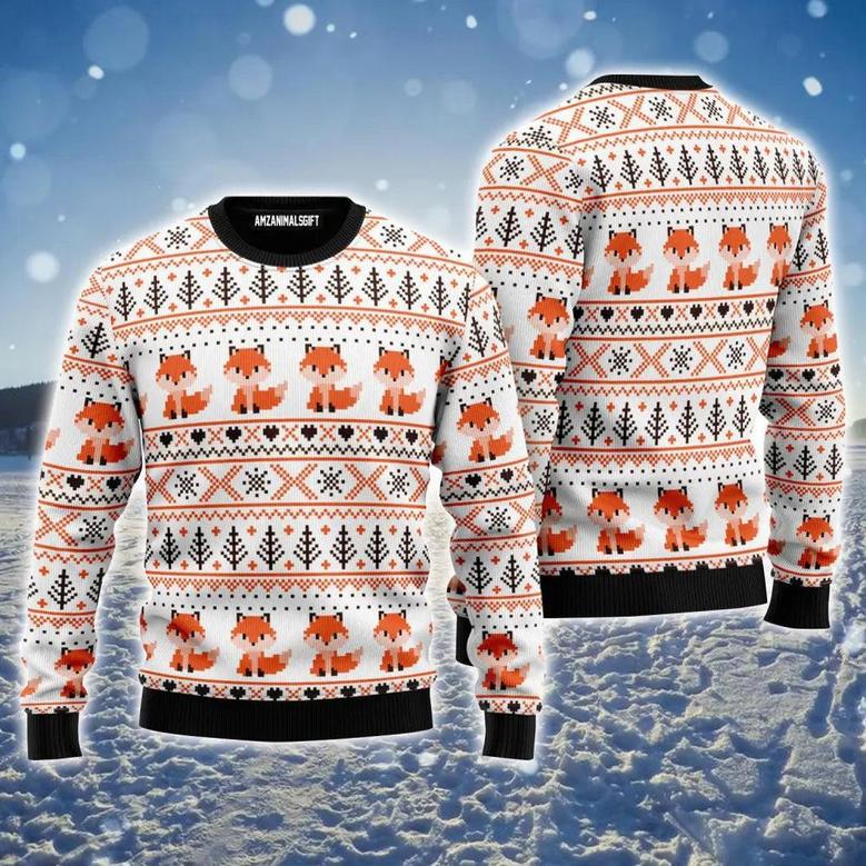 Orange Fox Ugly Christmas Sweater, Jumper, Fox Loves Xmas, Funny Christmas Ugly