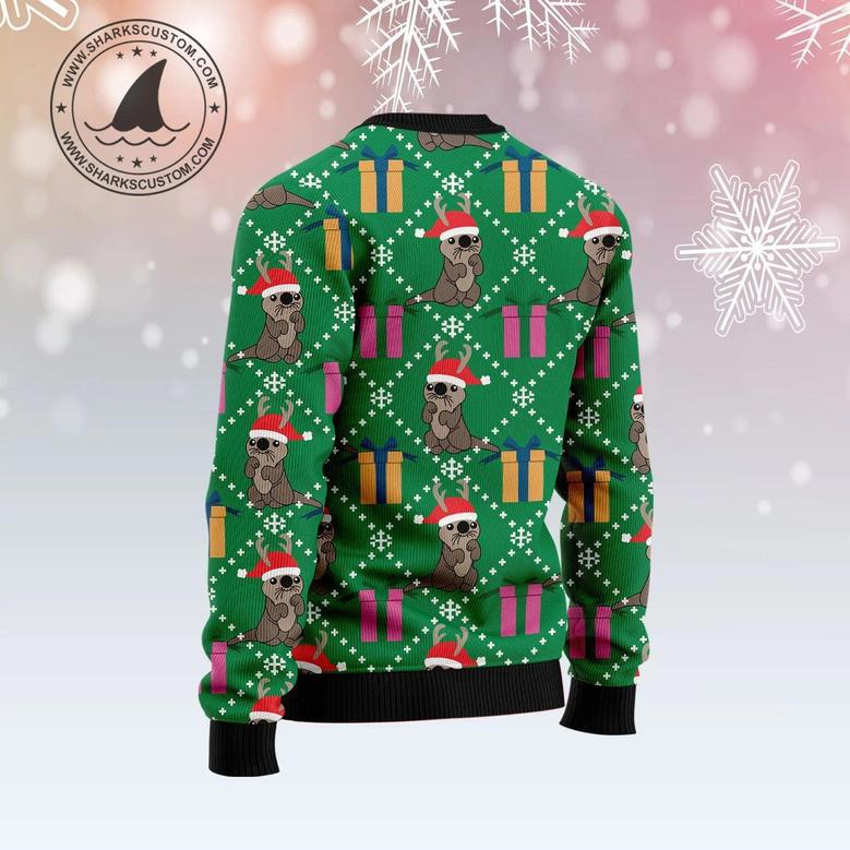 Otter Reindeer Ugly Christmas Sweater