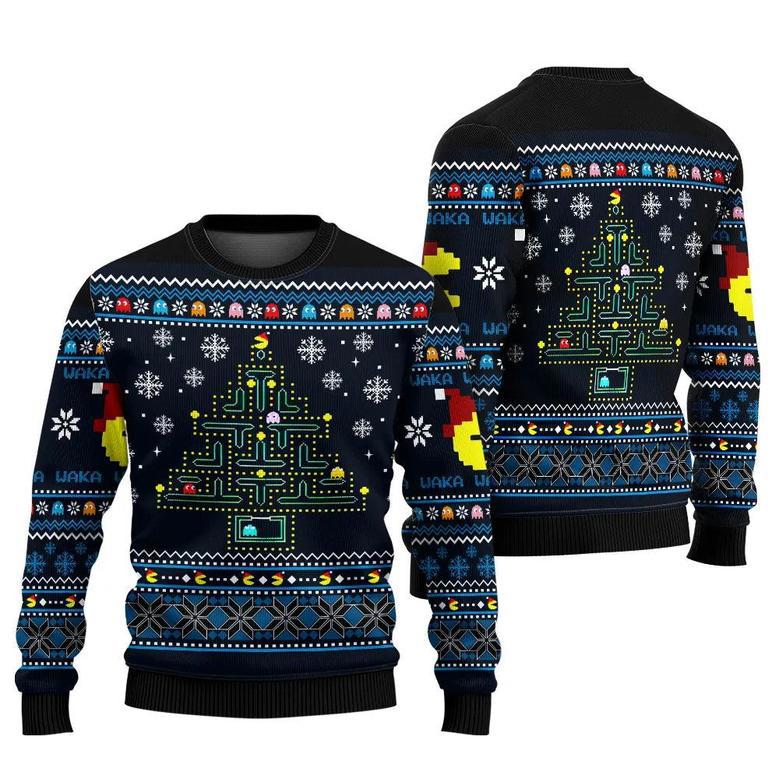 Pacman Christmas Tree Custom Ugly Christmas Sweaters