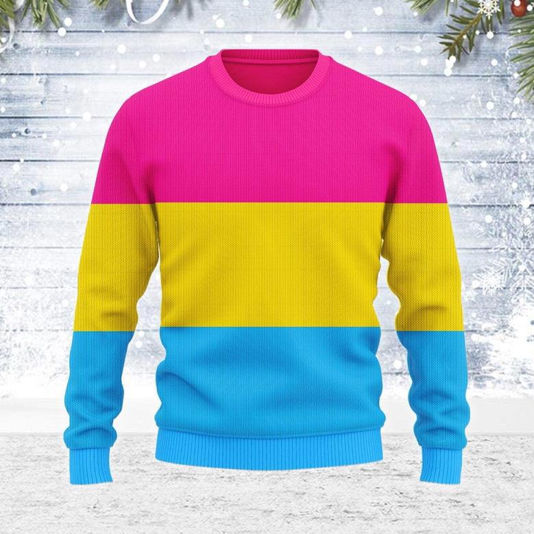 Pansexual Pride Flag Ugly Christmas Sweater