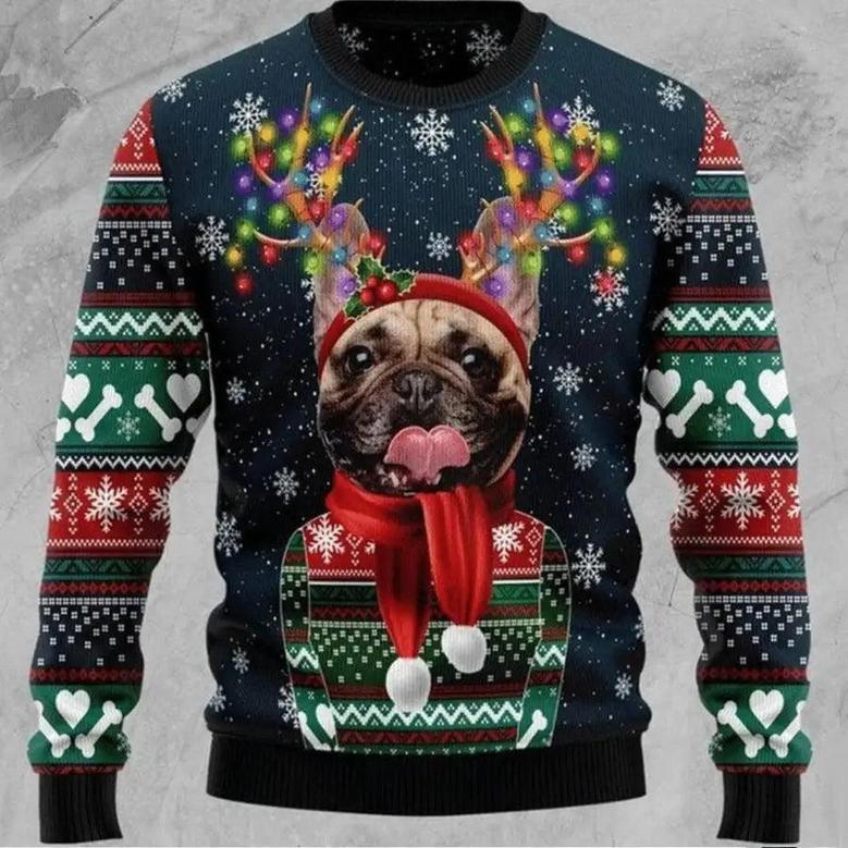 Personalized Dog Christmas Ugly Christmas Sweater, Jumper, Pet Custom Funny Reindeer