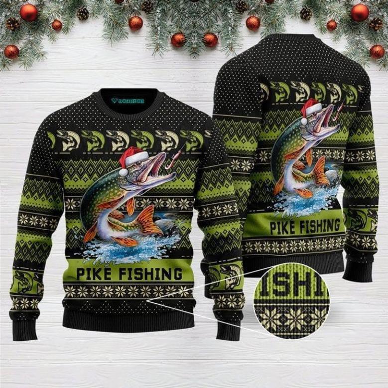 Pike Fishing For Ugly Christmas Sweater