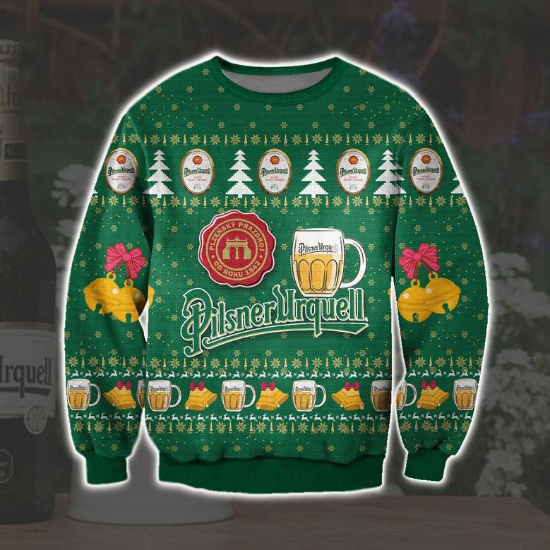 Pilsner Urquell Knitting Pattern Print Ugly Christmas Sweater