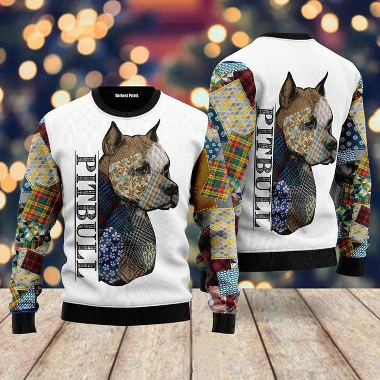 Pitbull Patchwork Seamless Ugly Christmas Sweater For Men & Women