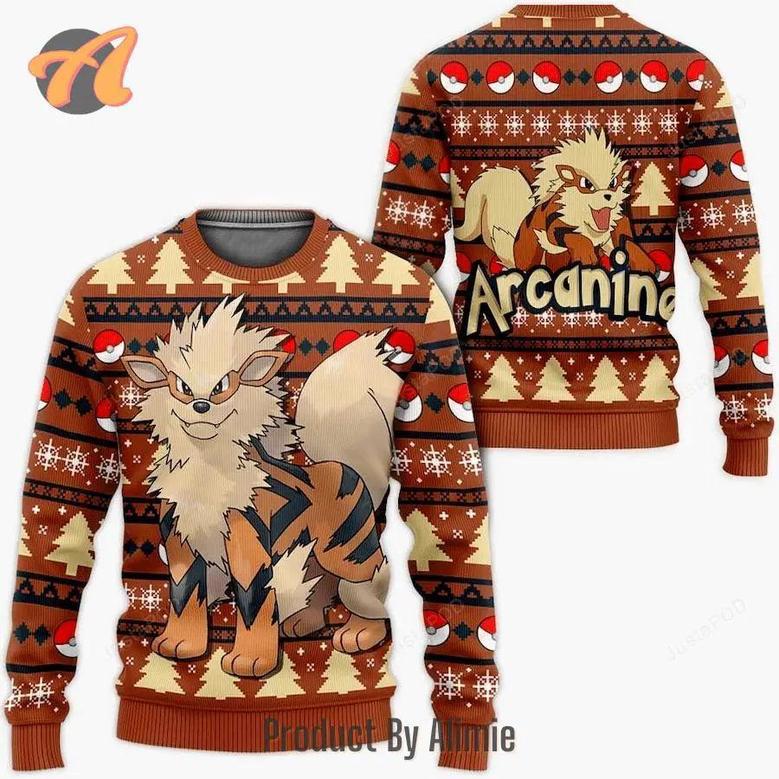 Pokemon Anime Arcanine Ugly Christmas Sweater, Jumpers