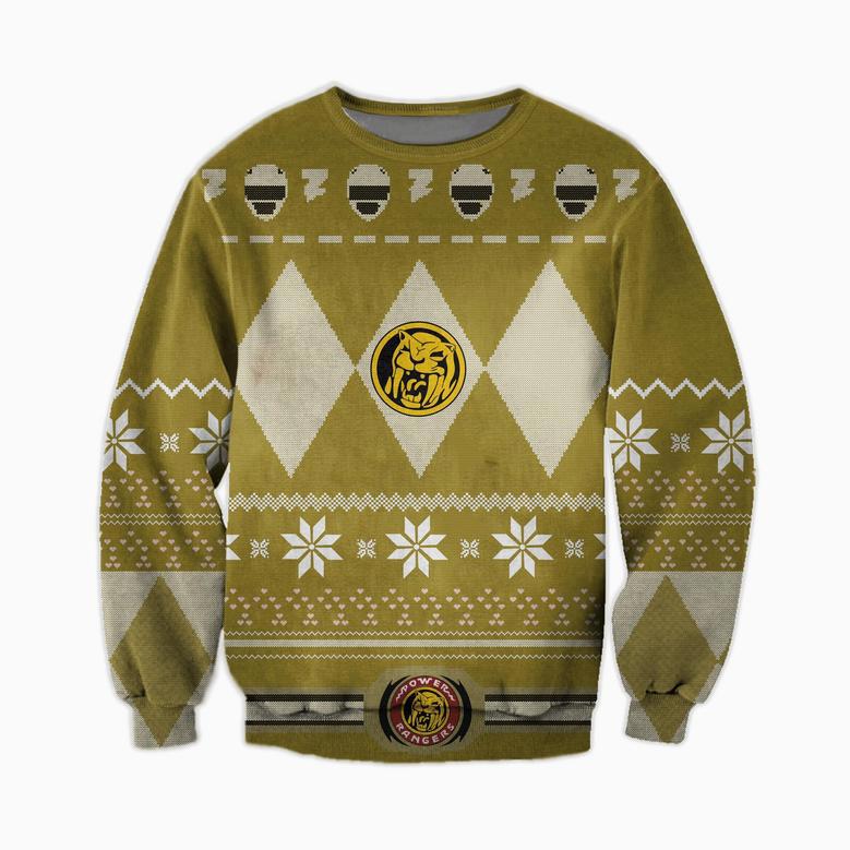 Power Rangers Film Knitting Pattern Print Ugly Christmas Sweater