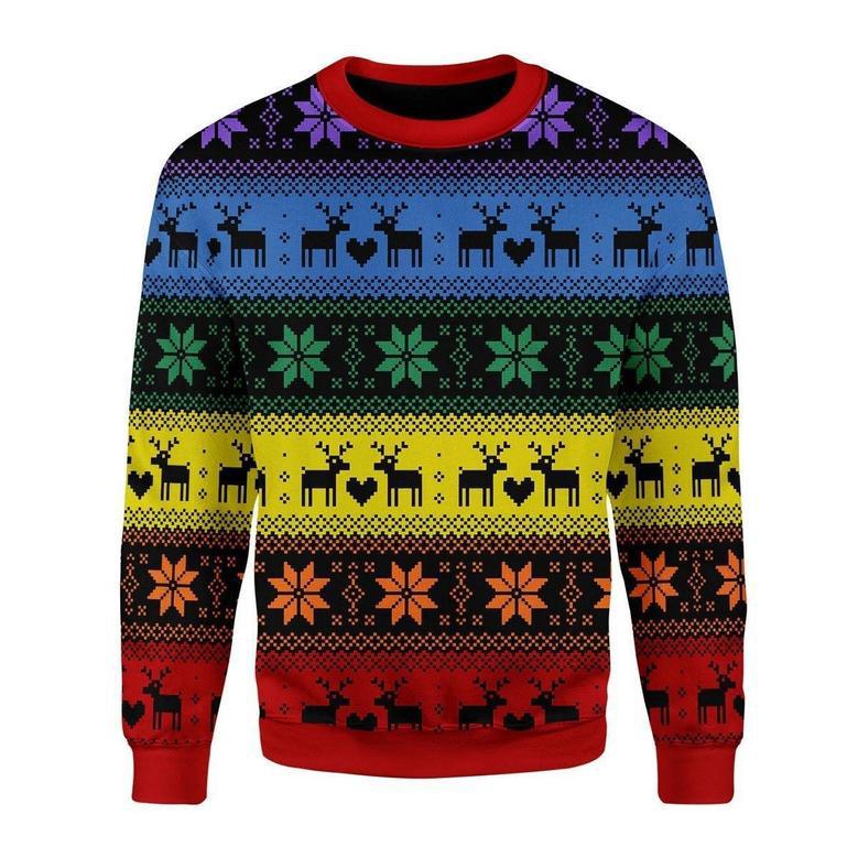 Rainbow Deer LGBT Ugly Christmas Sweater