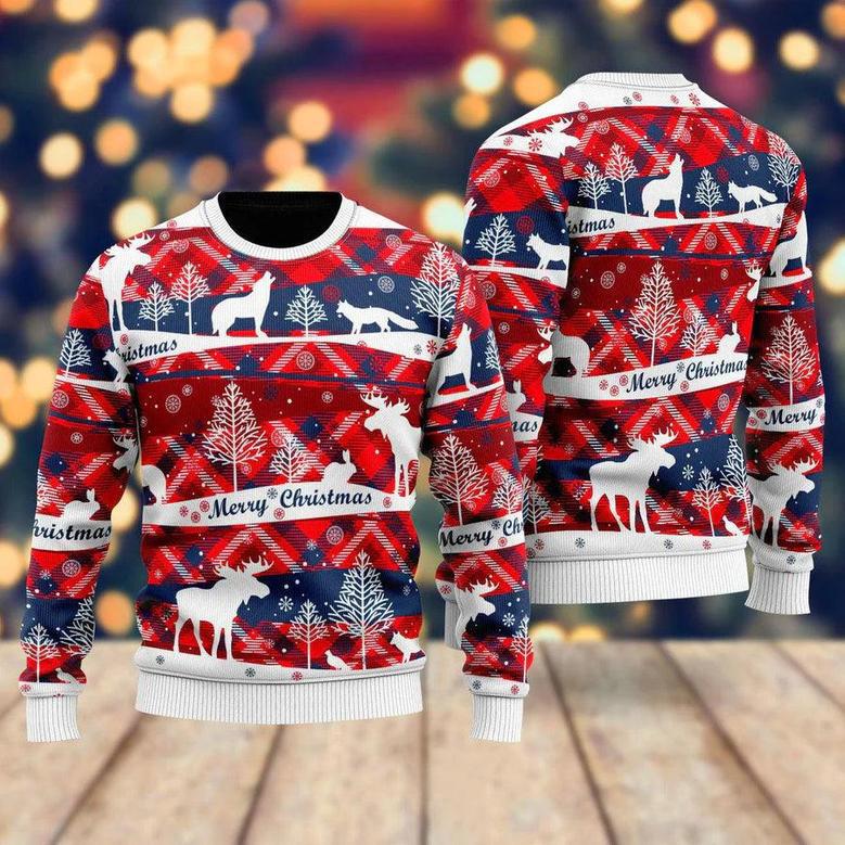 Red Blue Light Up Christmas Ugly Christmas Sweater For Men & Women