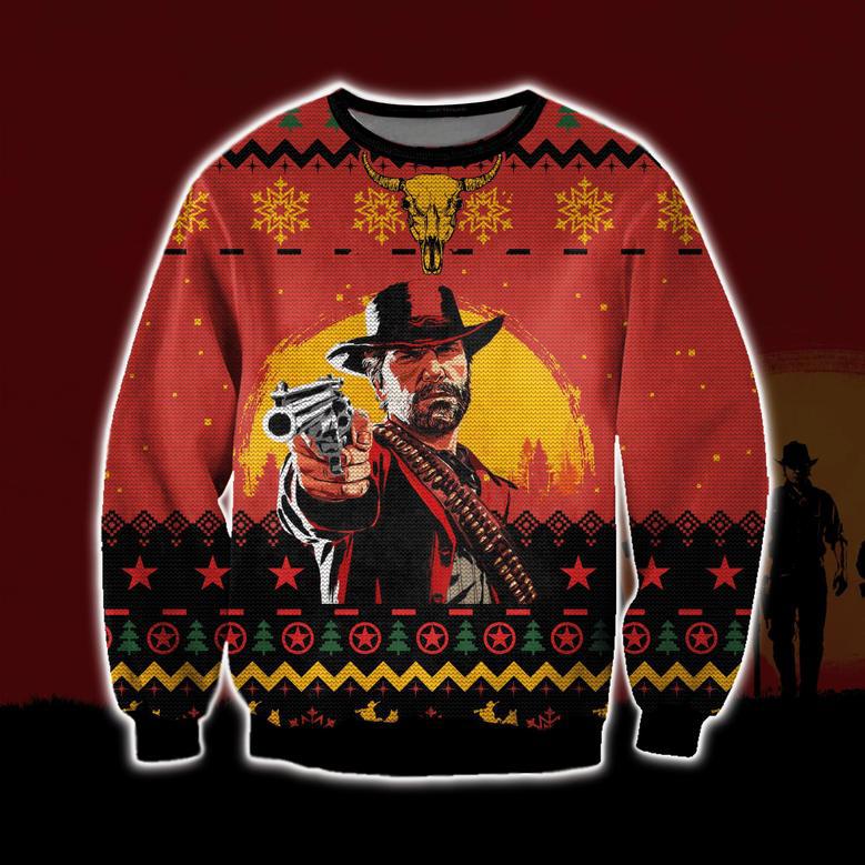 Red Dead Redemption Print Ugly Christmas Sweater