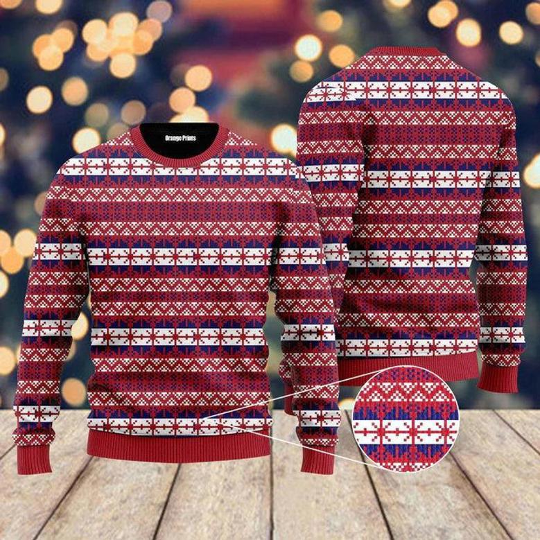 Red Fancy Xmas Pattern Ugly Christmas Sweater For Men & Women