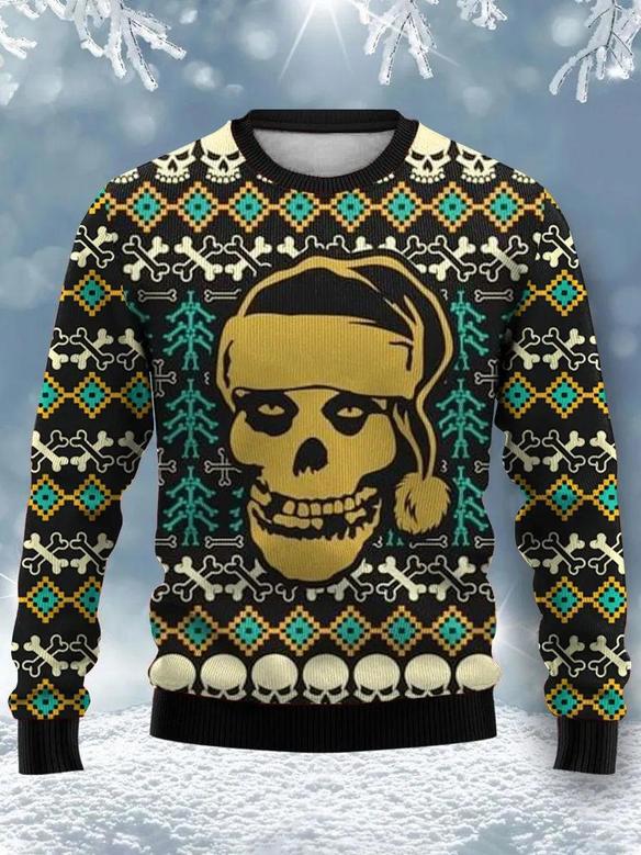 Retro Skull Print Casual – Ugly Sweater Christmas