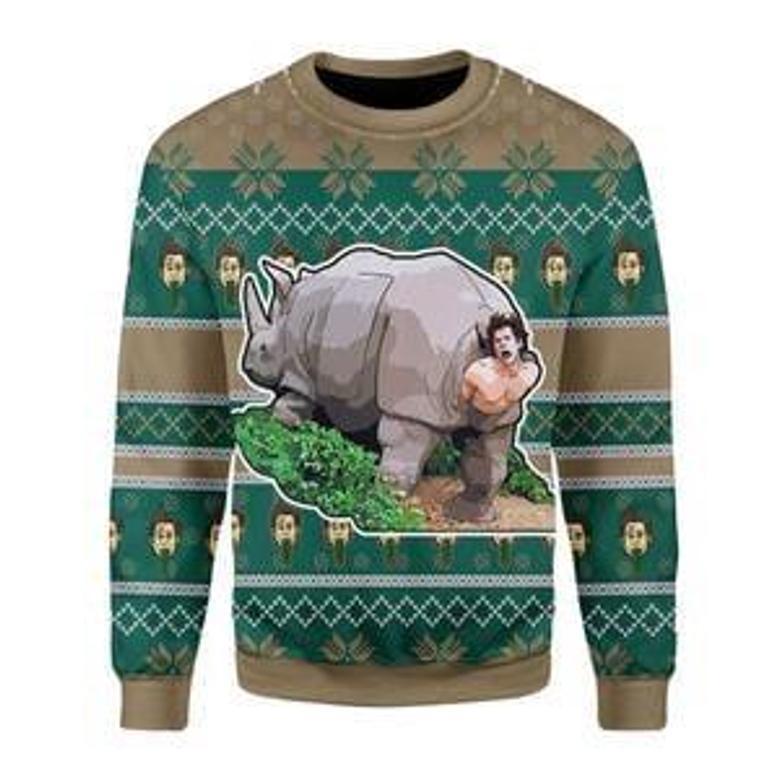 Rhino Giving Birth Ugly Christmas Sweater