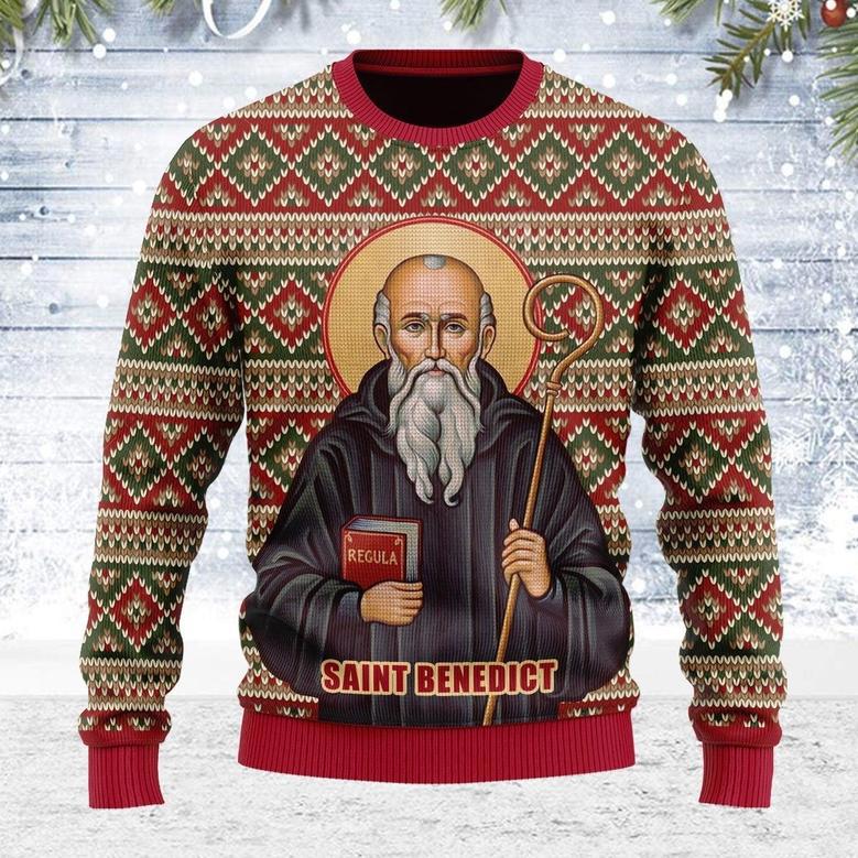 Saint Benedict Ugly Christmas Sweater