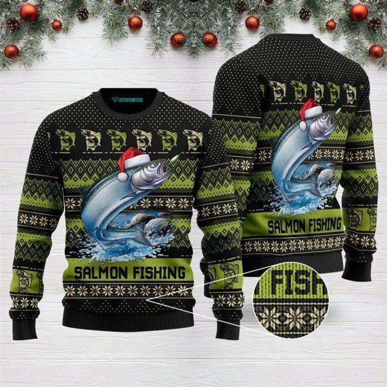 Salmon Fishing Ugly Christmas Sweater