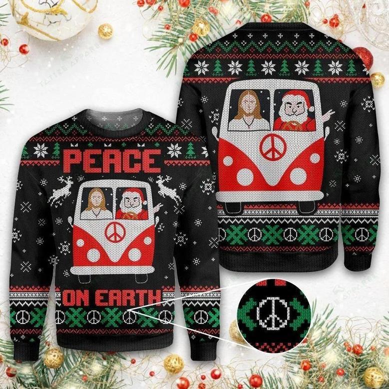 Santa And Jesus Peace On Earth Ugly Sweater