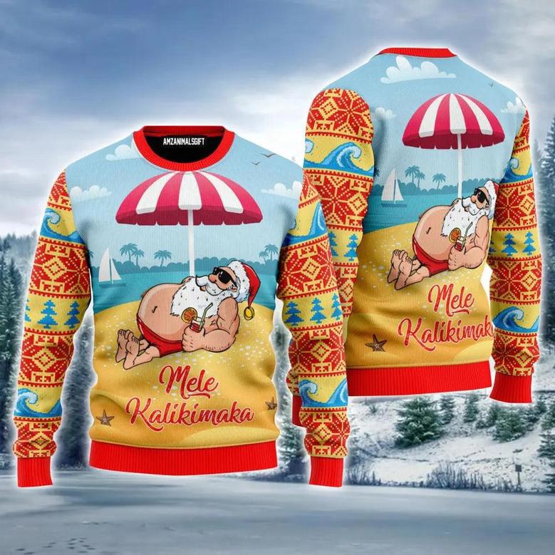 Santa Claus Mele Kalikimaka Beach Ugly Christmas Sweater