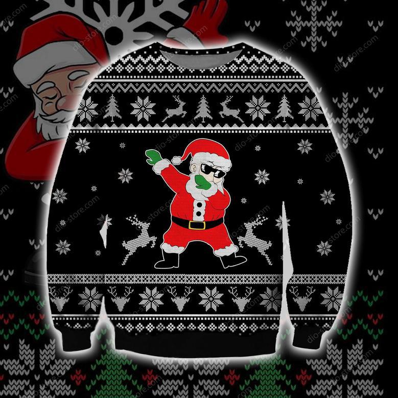 Santa Dabbing Knitting Pattern Print Ugly Christmas Sweater