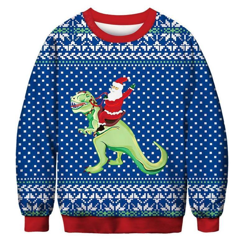 Santa Dinosaur Ugly Christmas Sweater