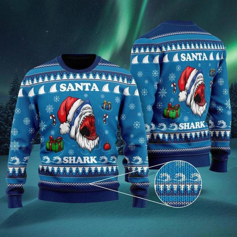 Santa Shark Christmas Sweater For Men & Women