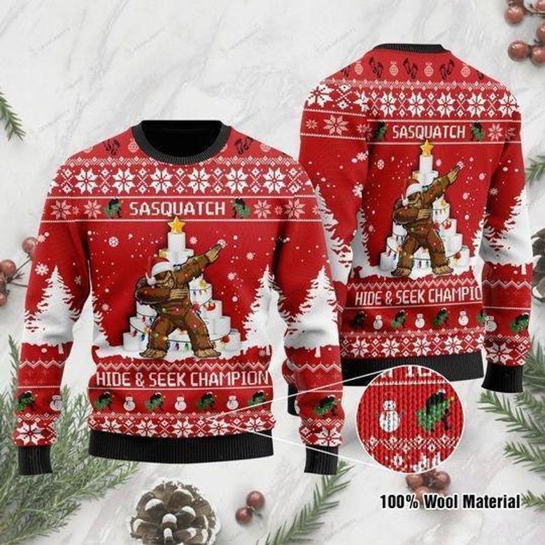 Sasquatch Hide Seek Champion Dabbing Ugly Christmas Sweater