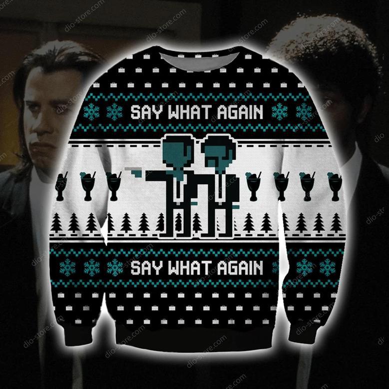 Say What Again Knitting Pattern Print Ugly Christmas Sweater