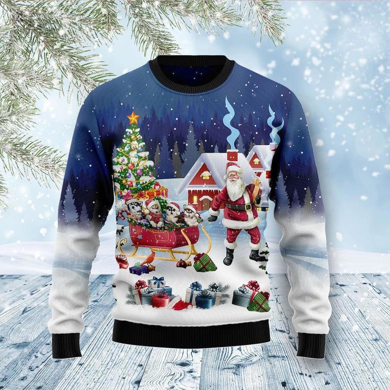 Siberian Husky Santa Ugly Christmas Sweater