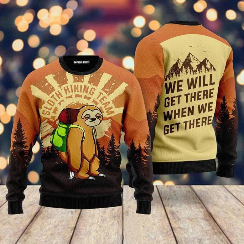 Sloth Hiking Ugly Christmas Sweater For Men & Women