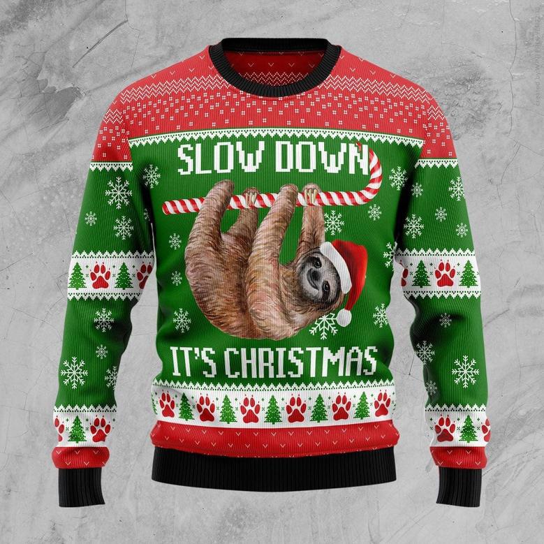 Sloth Slow Down Ugly Christmas Sweater