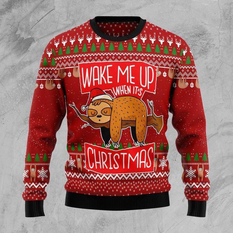 Sloth Wake Me Up When Its Christmas Ugly Christmas Sweater