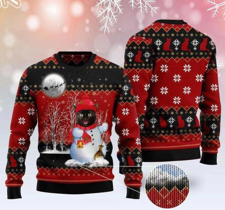 Snowman Cat Ugly Christmas Sweater For Men & Women