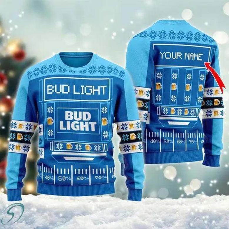 Snowy Bud Light Ugly Christmas Sweater, Jumpers