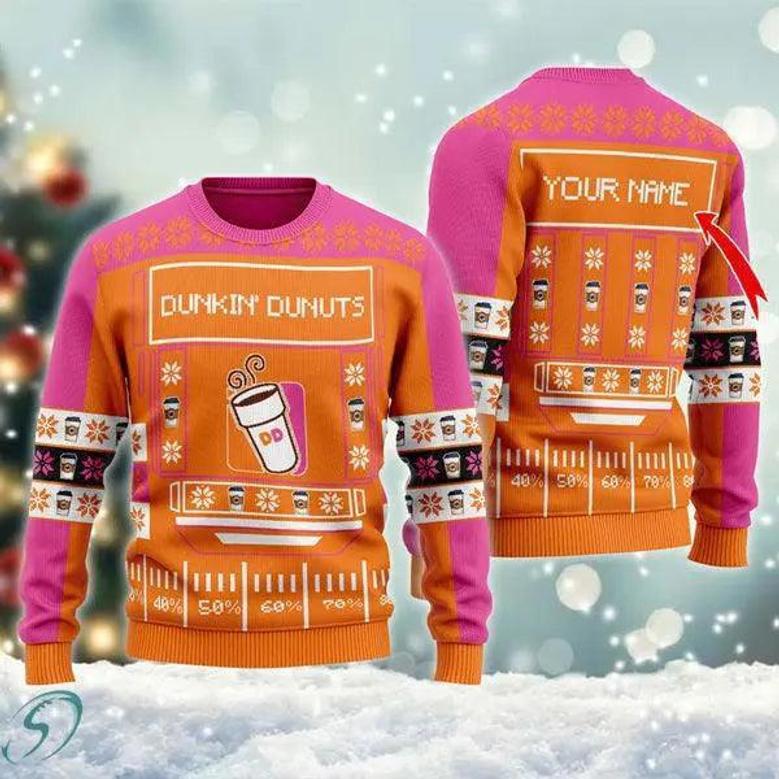 Snowy Dunkin Donuts Ugly Christmas Sweater, Jumpers