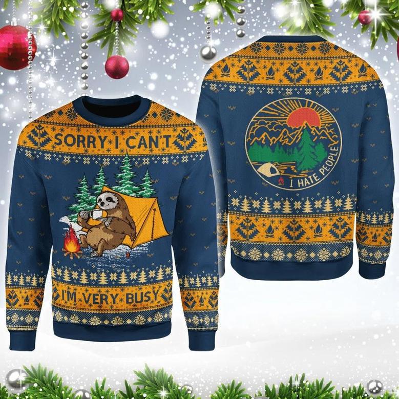 Sorry I Cant Im Very Busy Sloth Ugly Christmas Sweater