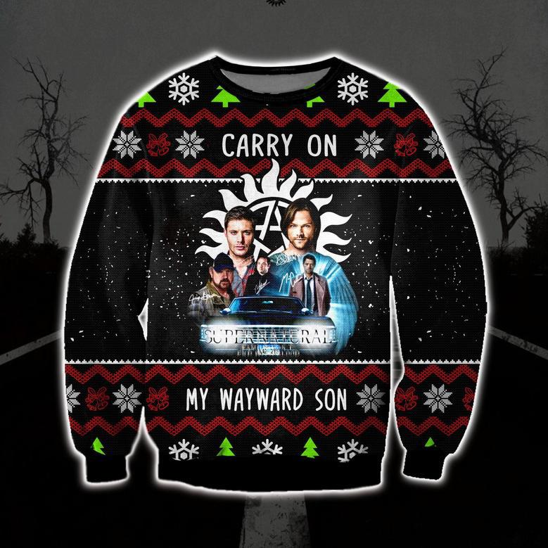 Supernatural Carry On My Wayward Son Ugly Christmas Sweater