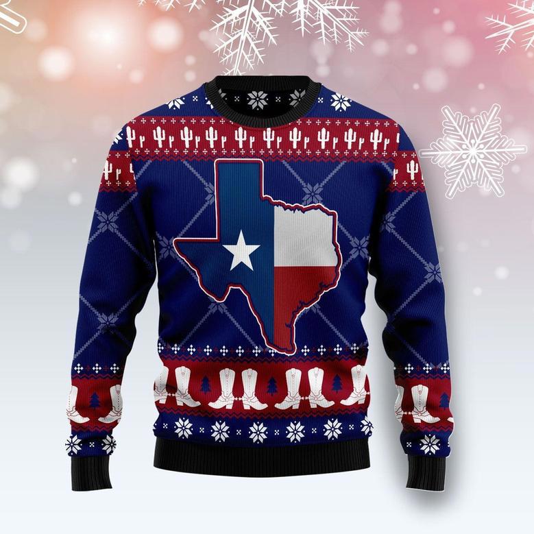 Texas Map Symbols Pattern Ugly Christmas Sweater