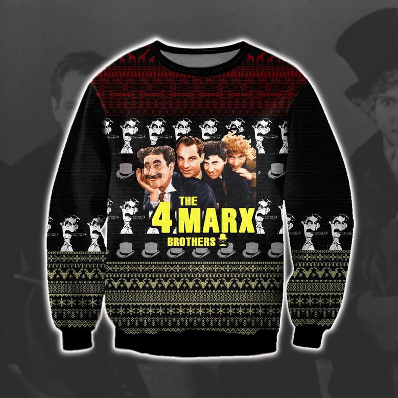 The 4 Marx Brothers Print Ugly Christmas Sweater