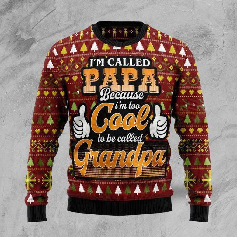 Too Cool To Be Called Grandpa Ugly Christmas Sweater