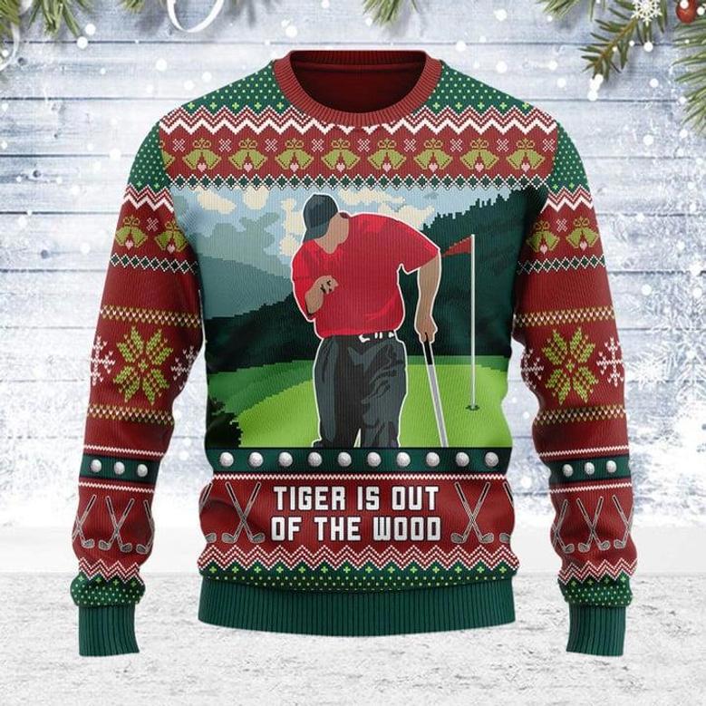 Ugly Christmas Sweater Tiger Is Out Of The Wood For Men Women Holiday Sweater