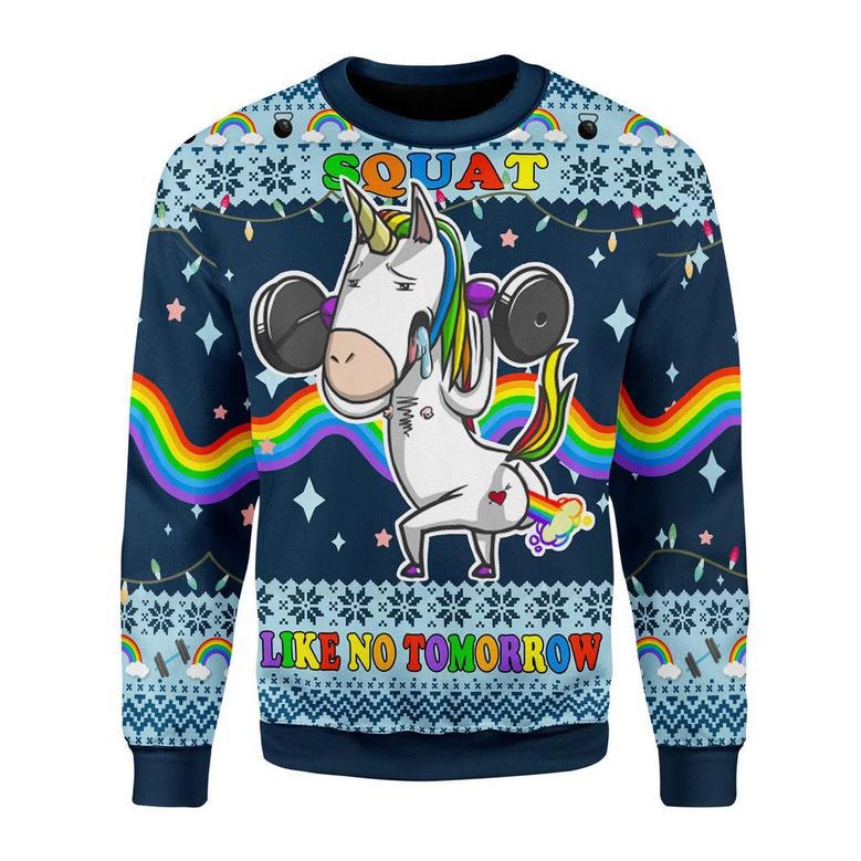 Unicorn Squat Like No Tomorrow Christmas Sweater