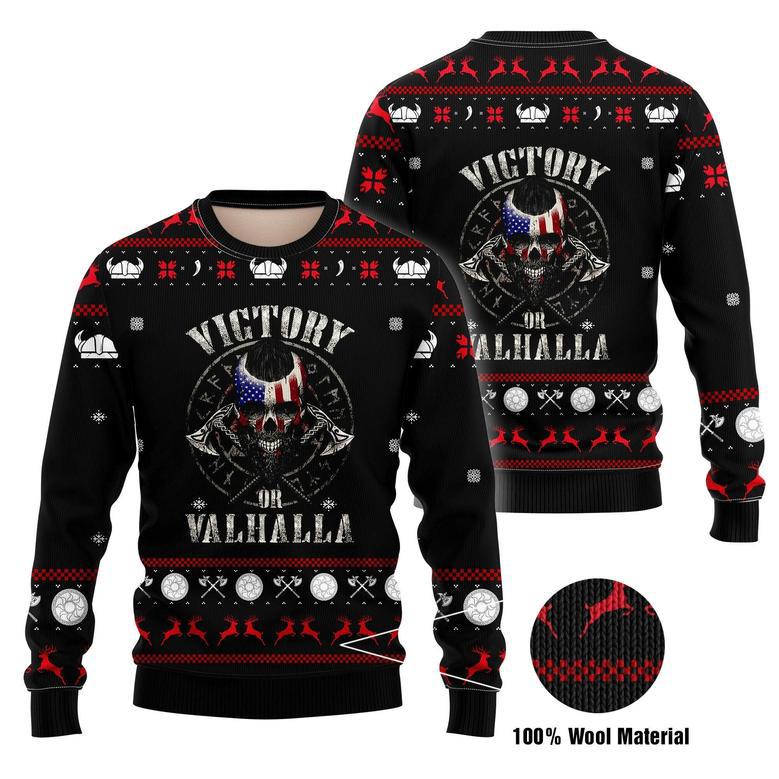 Victory Or Valhalla Printed Ugly Christmas Sweater