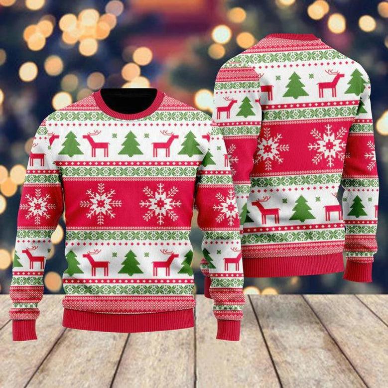 Vintage Holiday Time Pattern Ugly Christmas Sweater For Men & Women